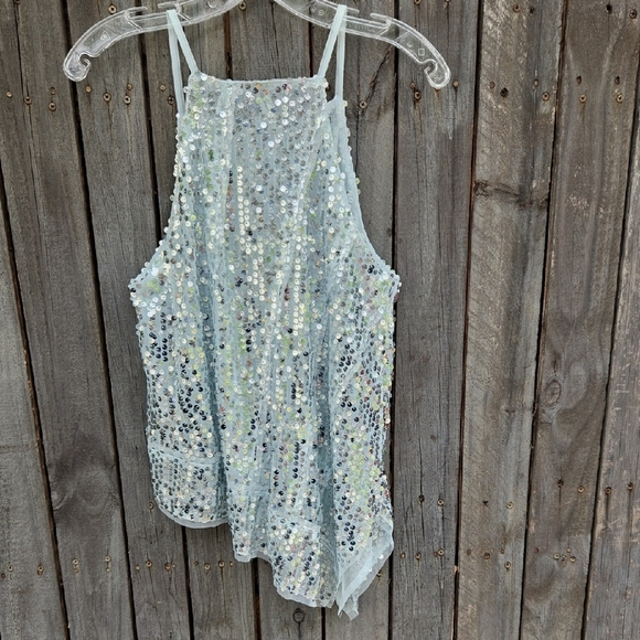 Anthropologie Silver Sequin Halter Top - Picture 4 of 4